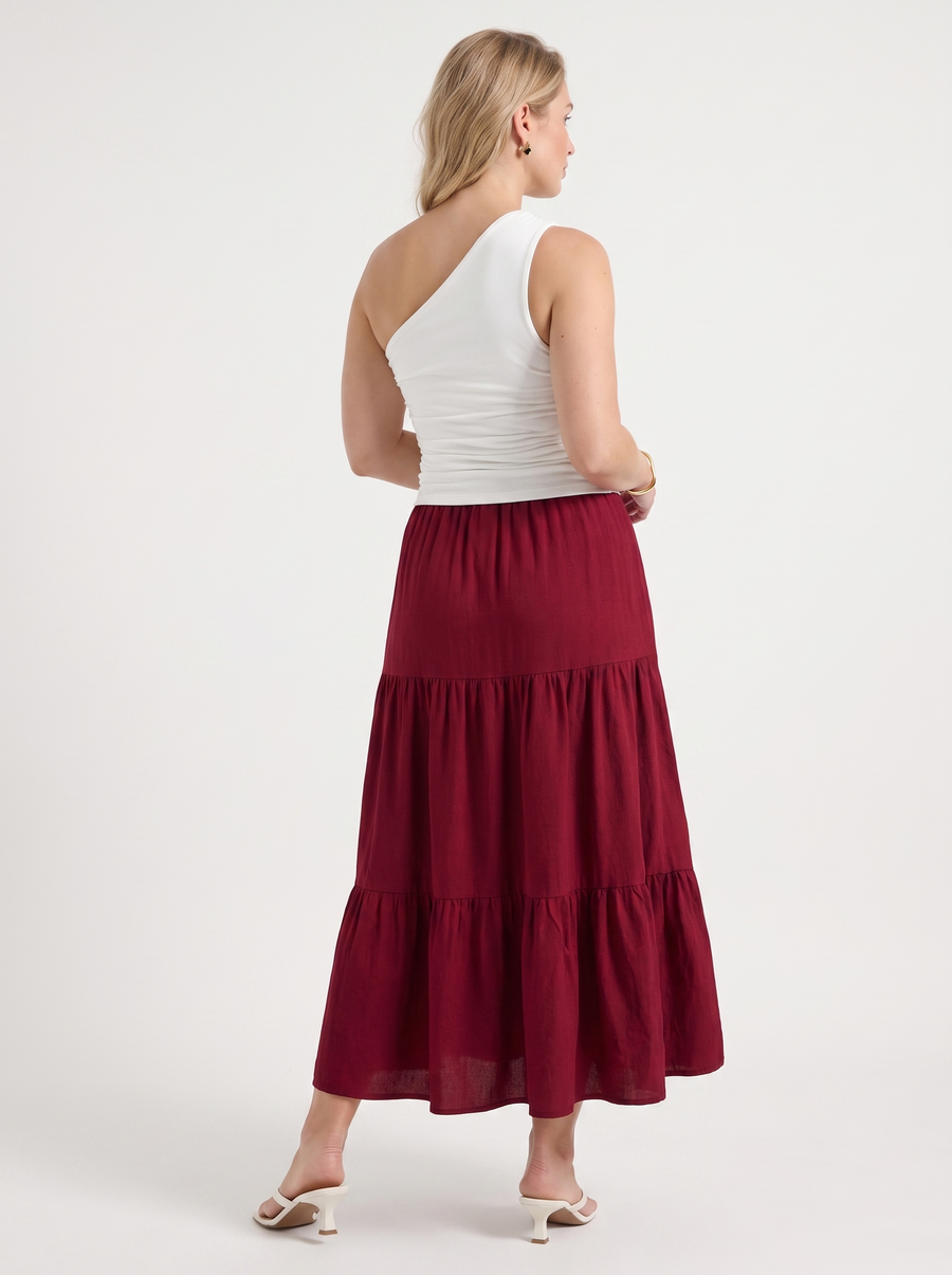 Agnes Tiered Maxi Skirt with Tie Waist