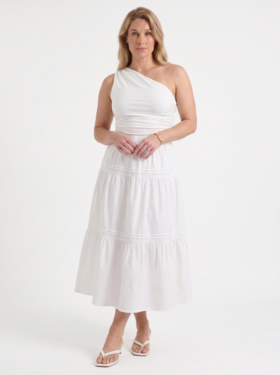 Trina Pintuck Tiered Maxi Skirt
