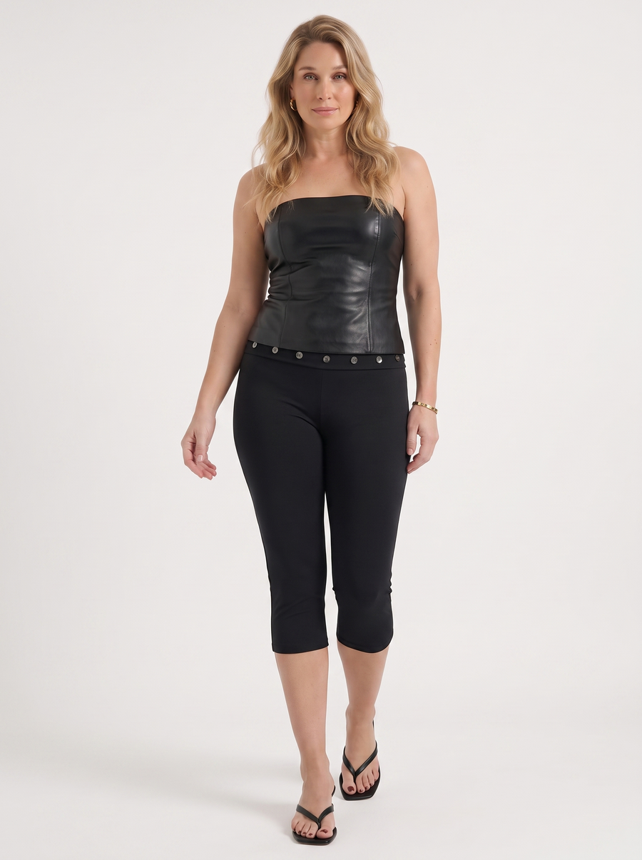 Chrissy Button Detail Capri Pants