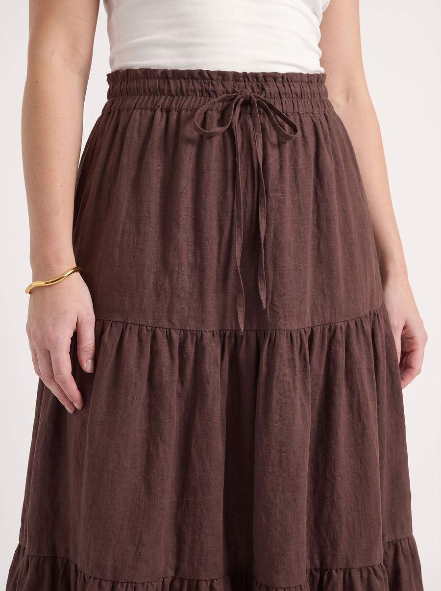 Agnes Tiered Maxi Skirt with Tie Waist
