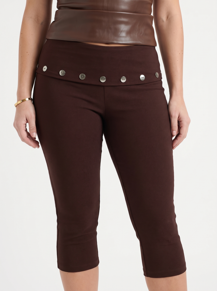 Chrissy Button Detail Capri Pants