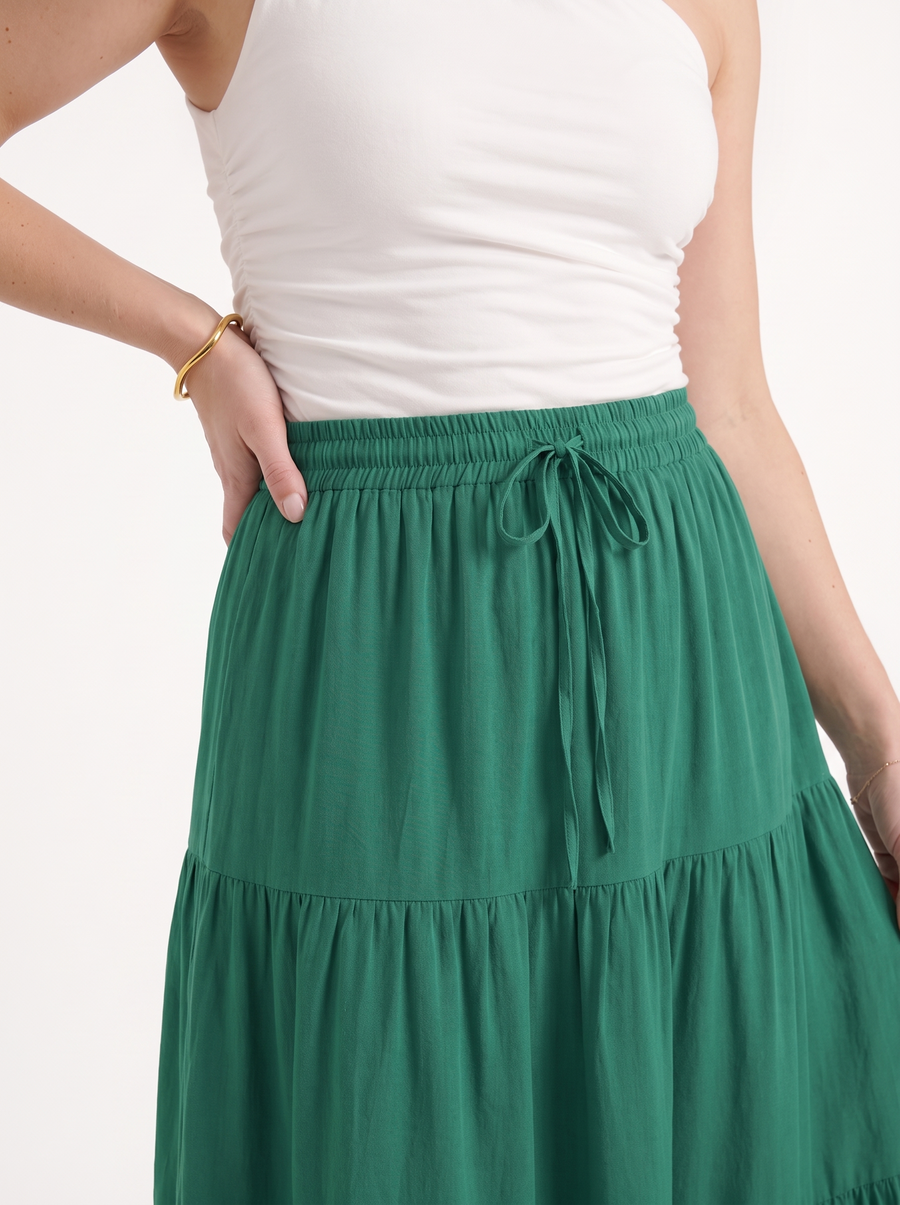Agnes Tiered Maxi Skirt with Tie Waist