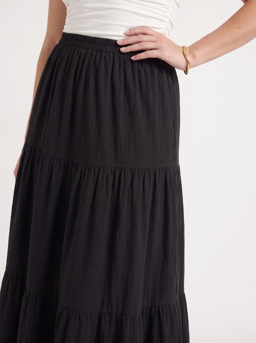 Agnes Tiered Maxi Skirt with Tie Waist