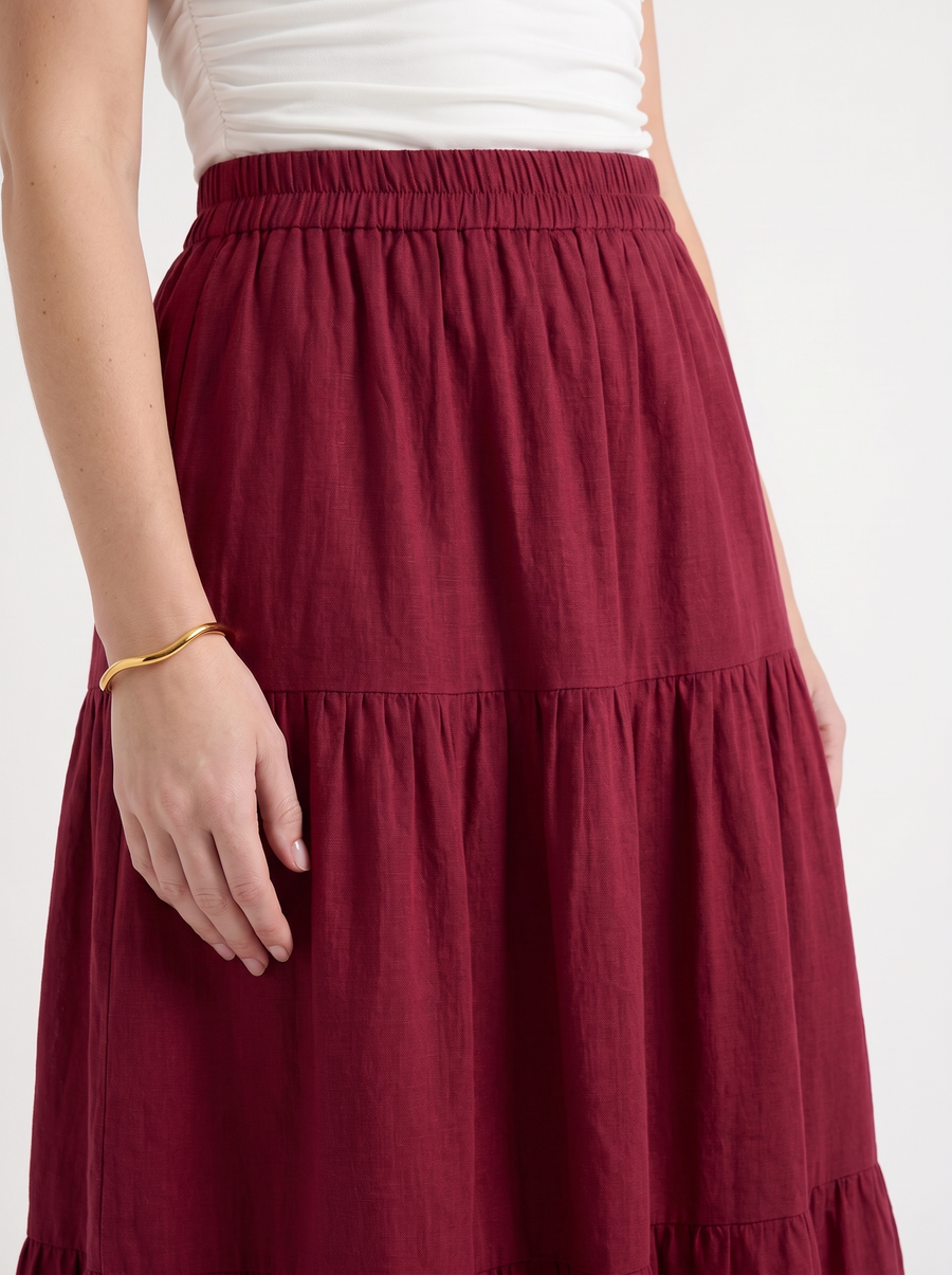 Agnes Tiered Maxi Skirt with Tie Waist