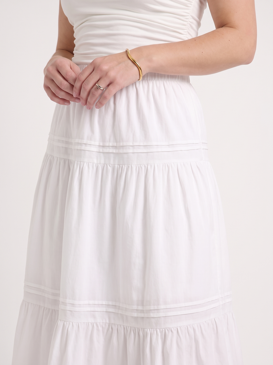 Trina Pintuck Tiered Maxi Skirt