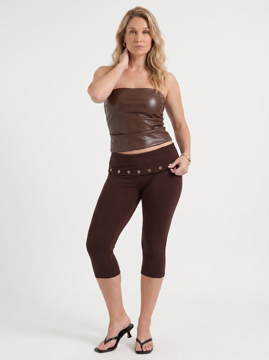 Chrissy Button Detail Capri Pants
