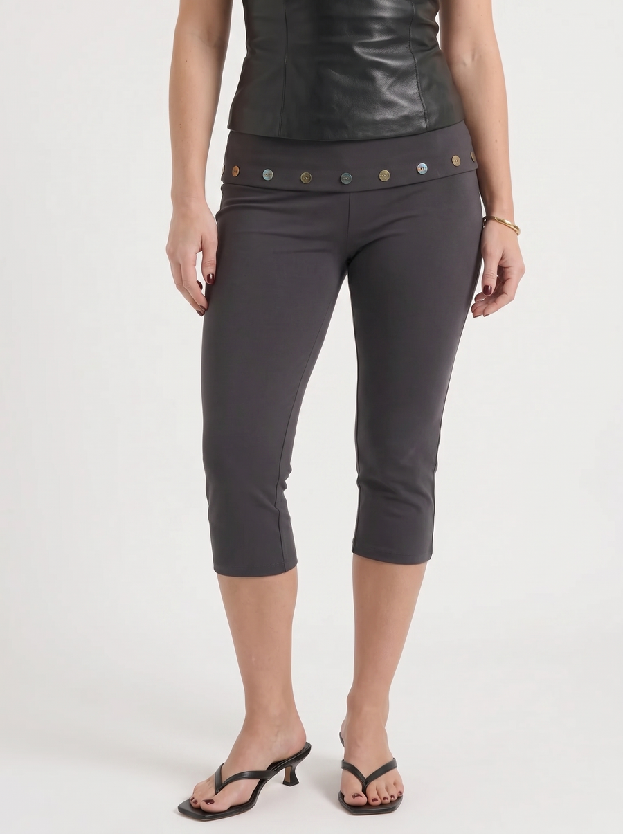 Chrissy Button Detail Capri Pants