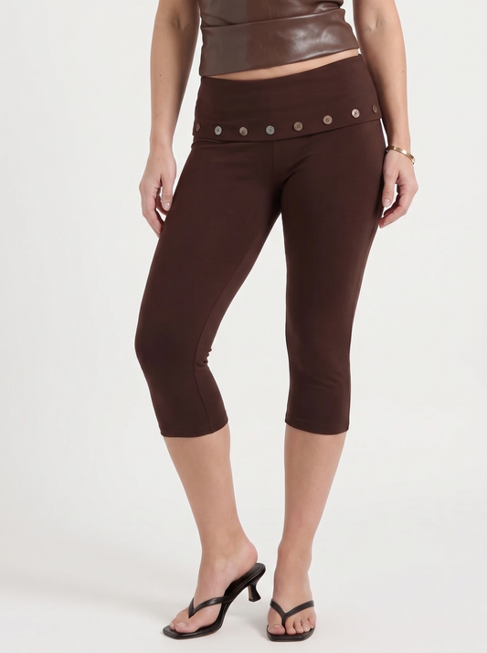 Chrissy Button Detail Capri Pants