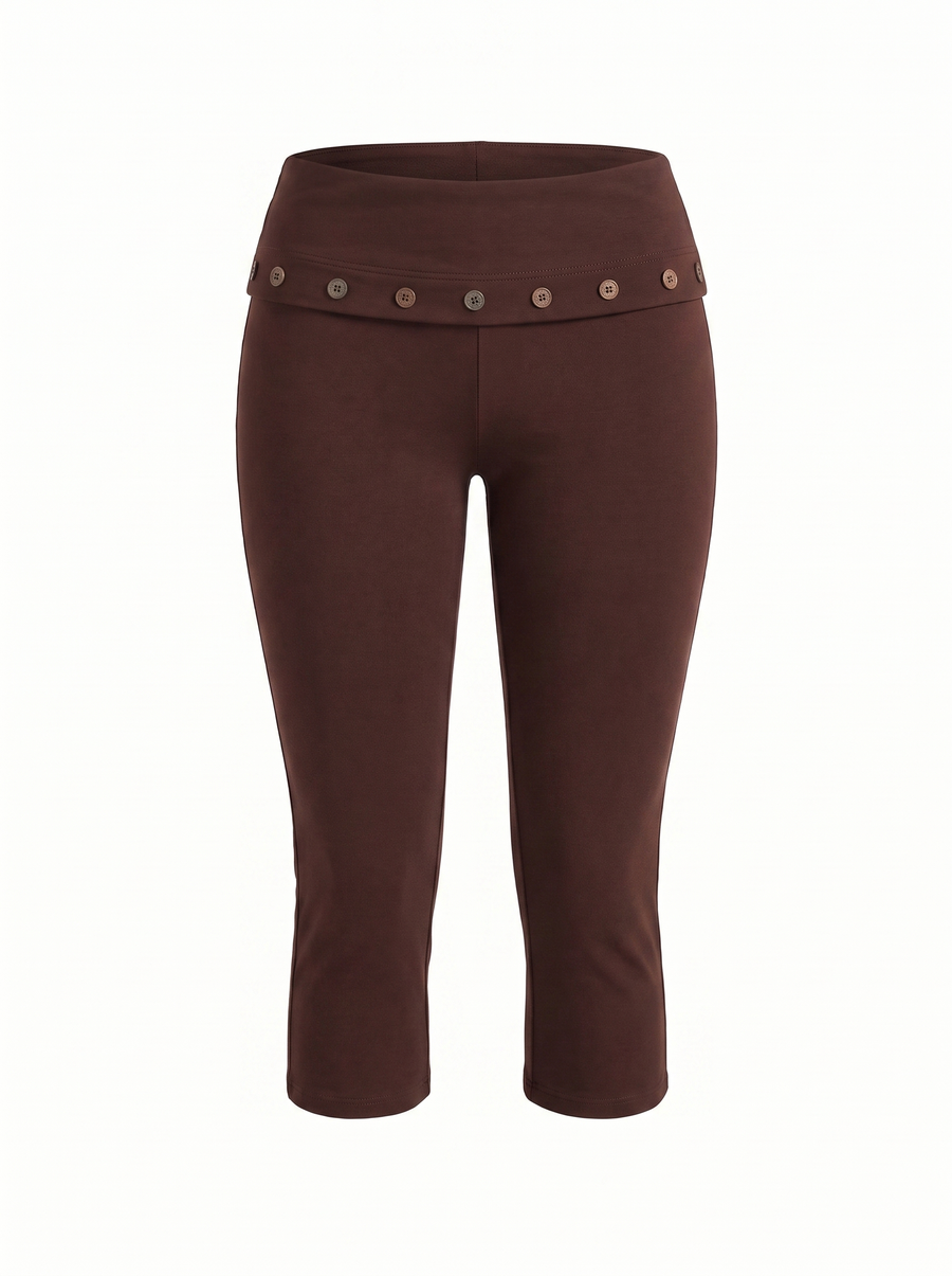 Chrissy Button Detail Capri Pants