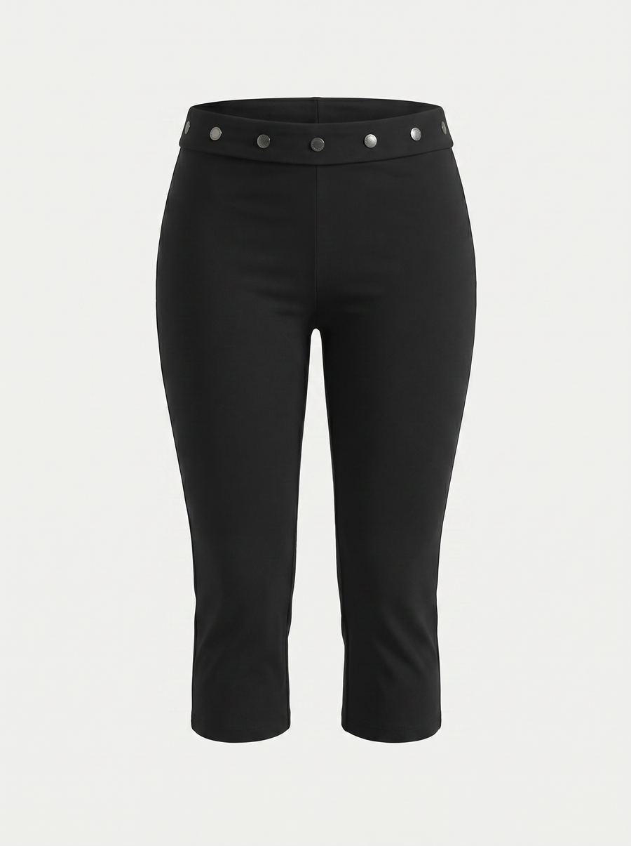 Chrissy Button Detail Capri Pants