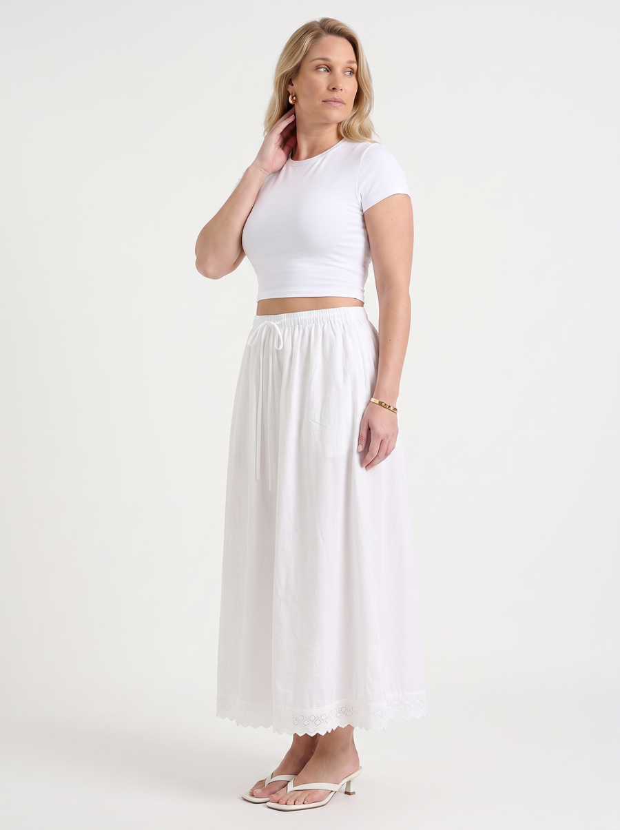 Anelie Lace Hem A Line Maxi Skirt
