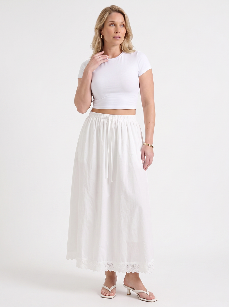 Anelie Lace Hem A Line Maxi Skirt