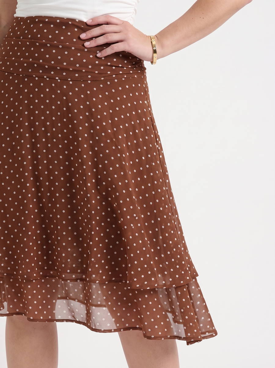 April Polka Dot Layered Hem Midi Skirt