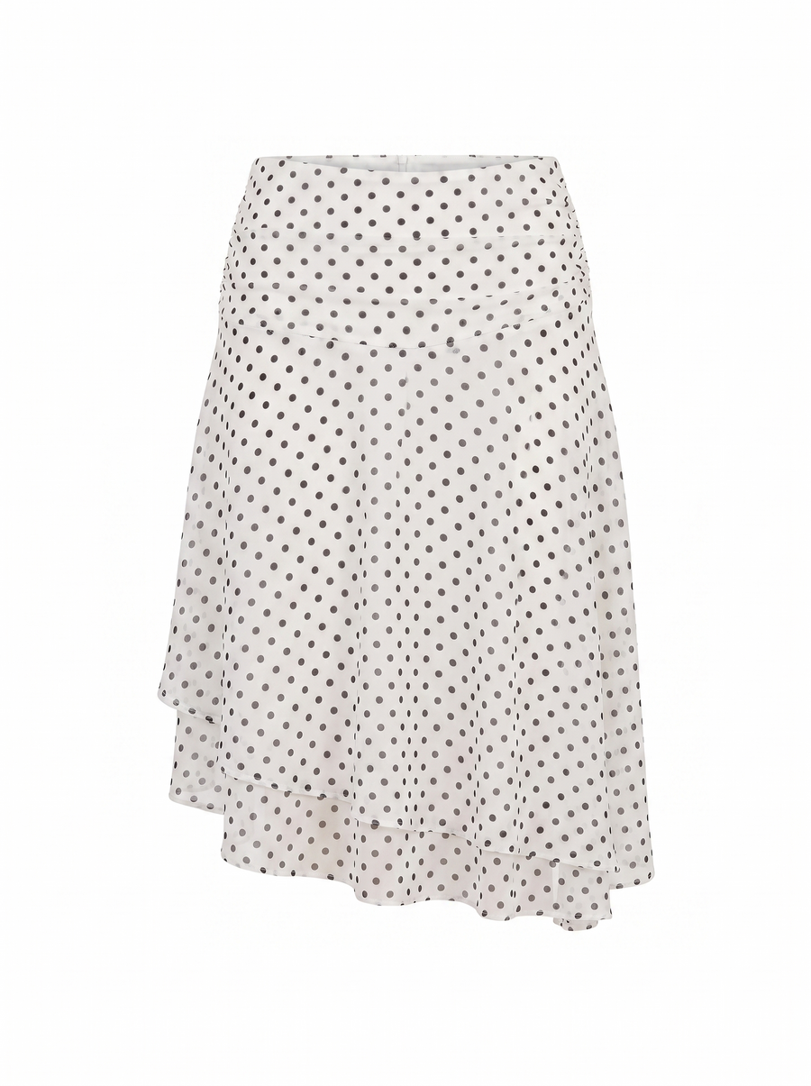 April Polka Dot Layered Hem Midi Skirt
