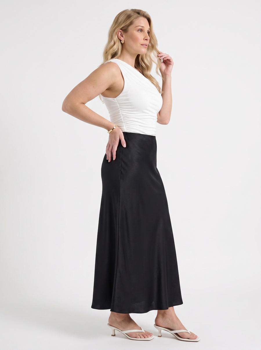 Jane Satin Bias Cut Maxi Skirt