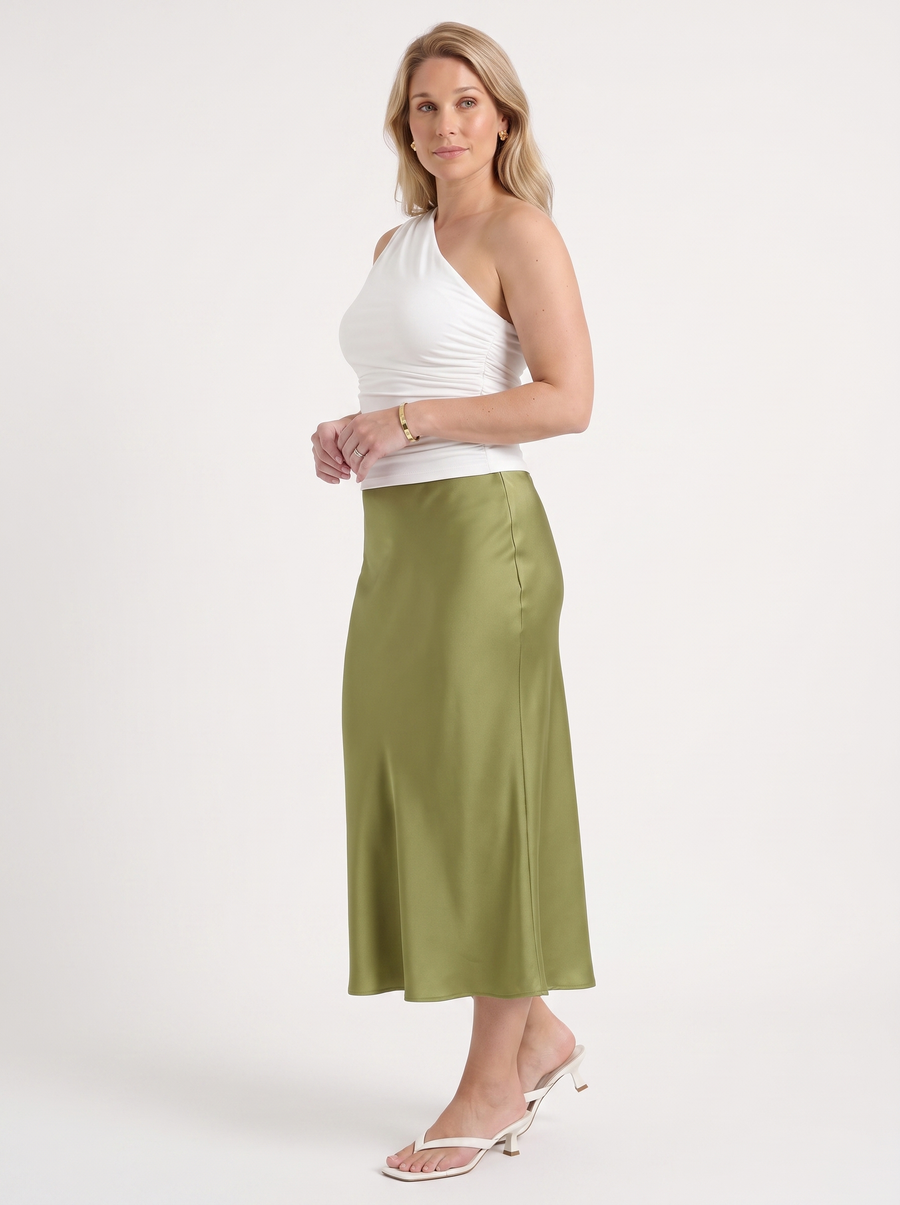Jane Satin Bias Cut Maxi Skirt