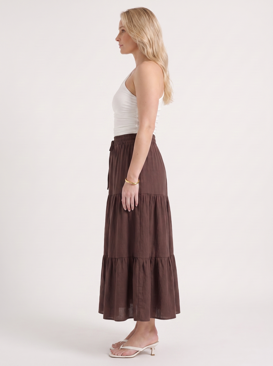 Agnes Tiered Maxi Skirt with Tie Waist