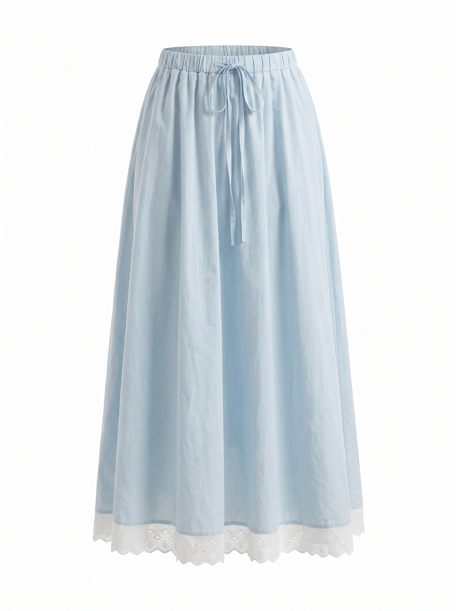 Anelie Lace Hem A Line Maxi Skirt