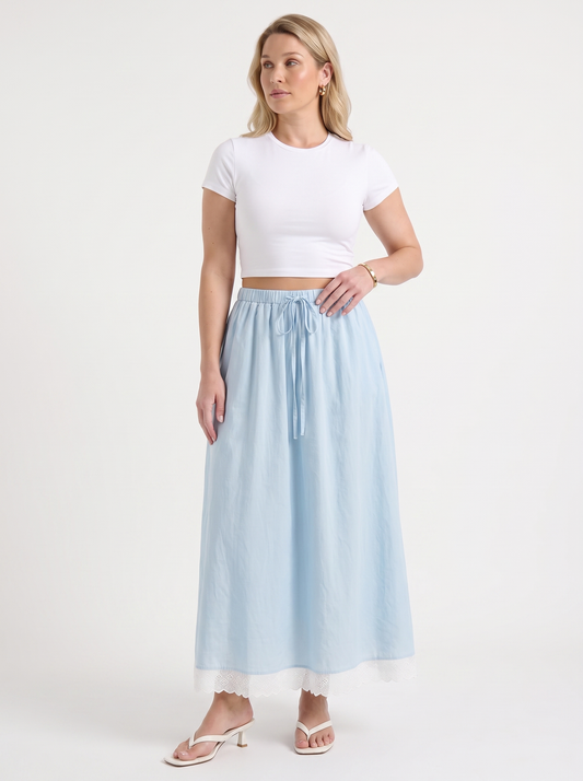 Anelie Lace Hem A Line Maxi Skirt
