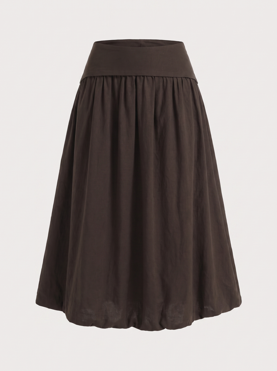 Mari Wide Waistband Flared Maxi Skirt