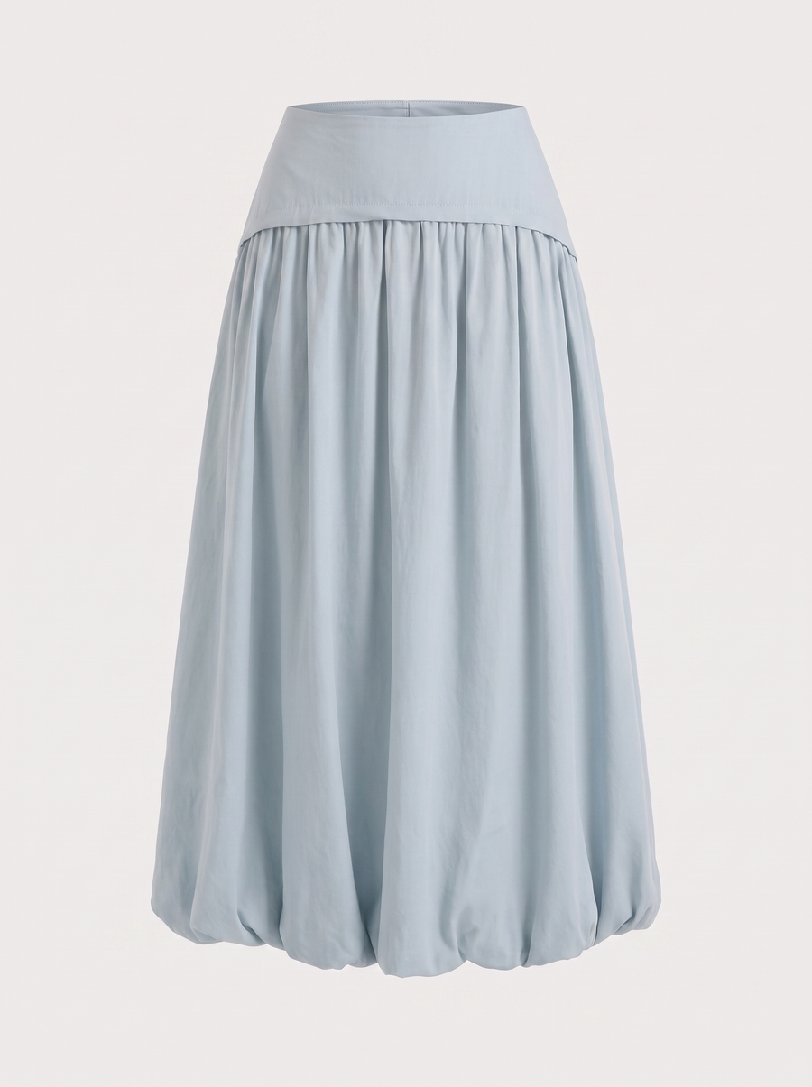 Mari Wide Waistband Flared Maxi Skirt