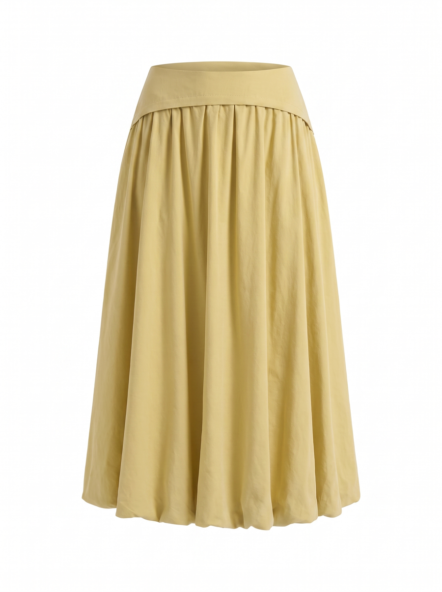 Mari Wide Waistband Flared Maxi Skirt