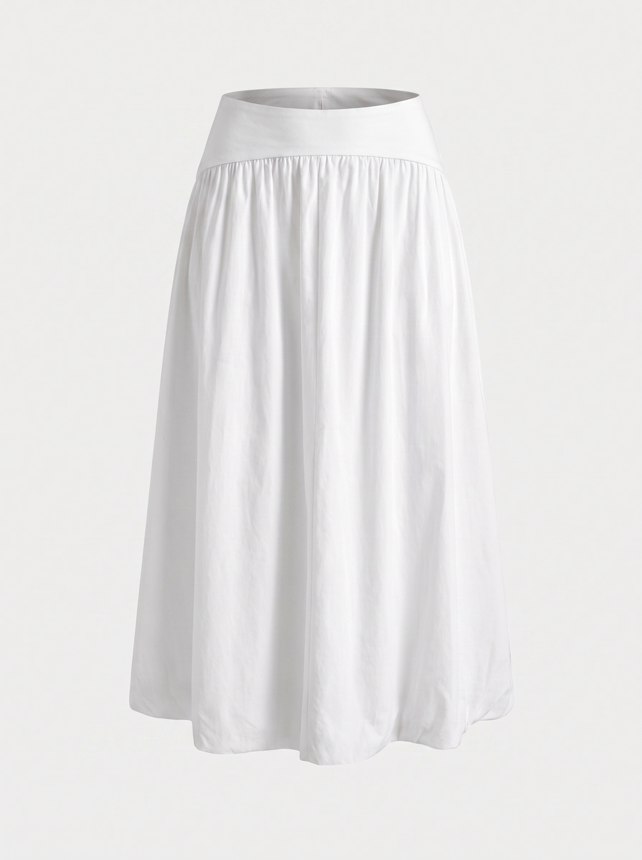 Mari Wide Waistband Flared Maxi Skirt