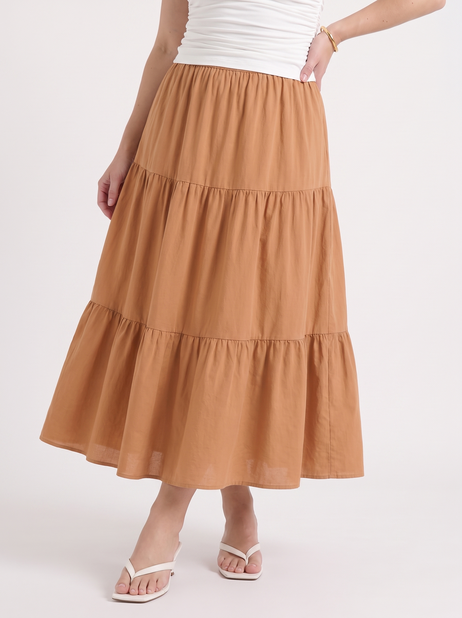 Agnes Tiered Maxi Skirt with Tie Waist