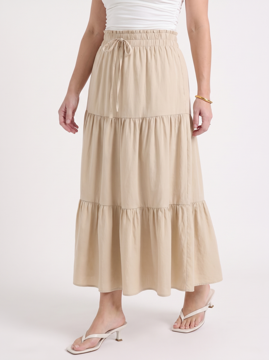 Agnes Tiered Maxi Skirt with Tie Waist