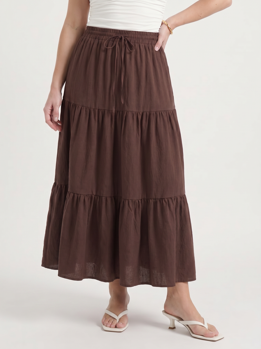 Agnes Tiered Maxi Skirt with Tie Waist