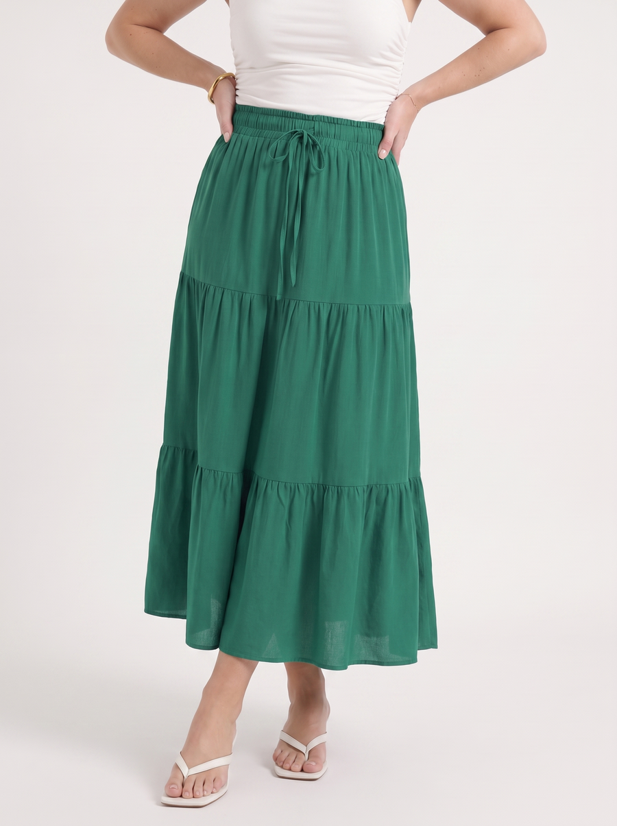 Agnes Tiered Maxi Skirt with Tie Waist