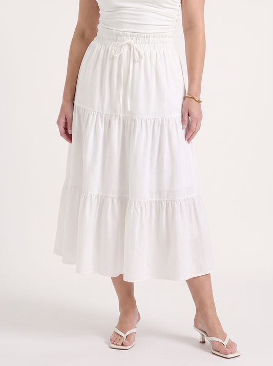 Agnes Tiered Maxi Skirt with Tie Waist