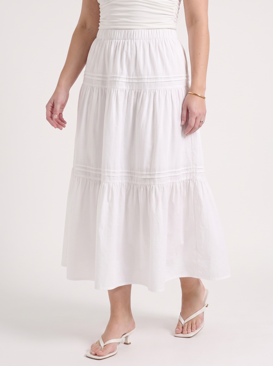 Trina Pintuck Tiered Maxi Skirt