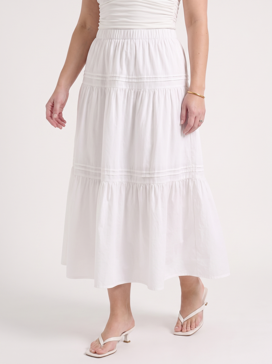 Trina Pintuck Tiered Maxi Skirt