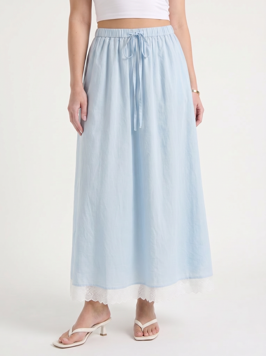 Anelie Lace Hem A Line Maxi Skirt