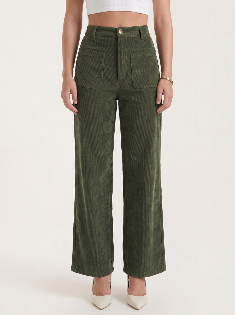 Allison High Waisted Wide Leg Corduroy Pants