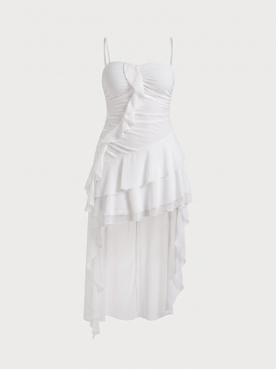 Colette Tiered Ruffle High Low Mini Dress