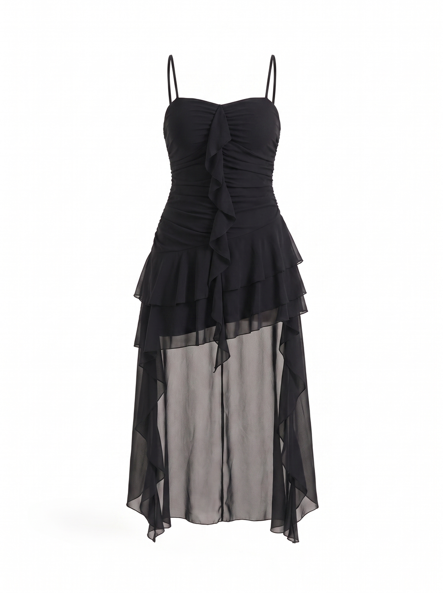 Colette Tiered Ruffle High Low Mini Dress
