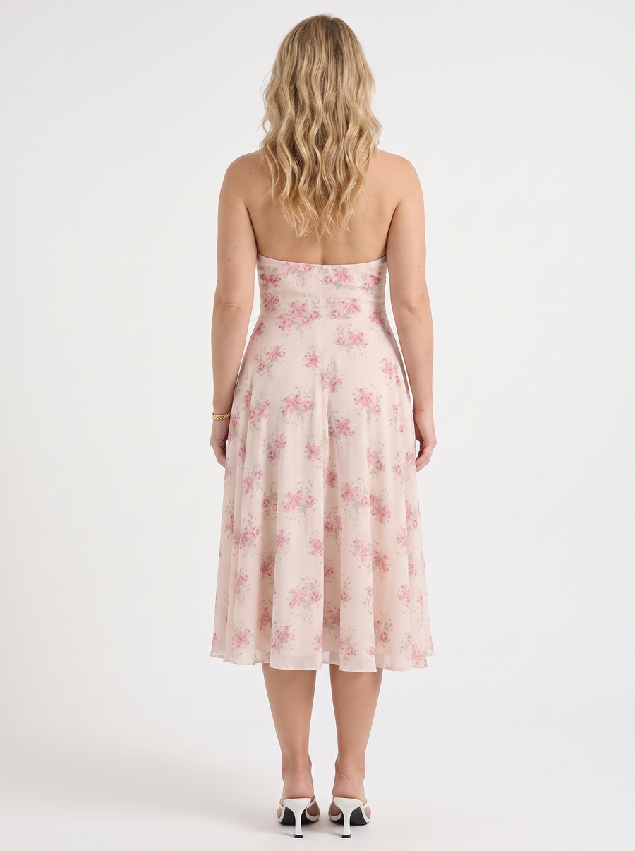 Kaley Floral Halter Neck Midi Dress