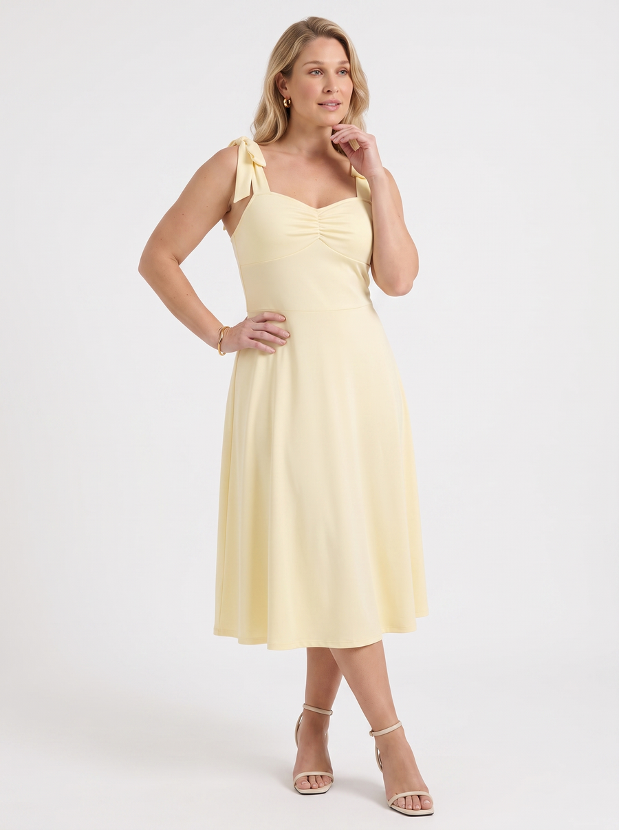 Lanie Sweetheart Neck Tie Strap Midi Dress