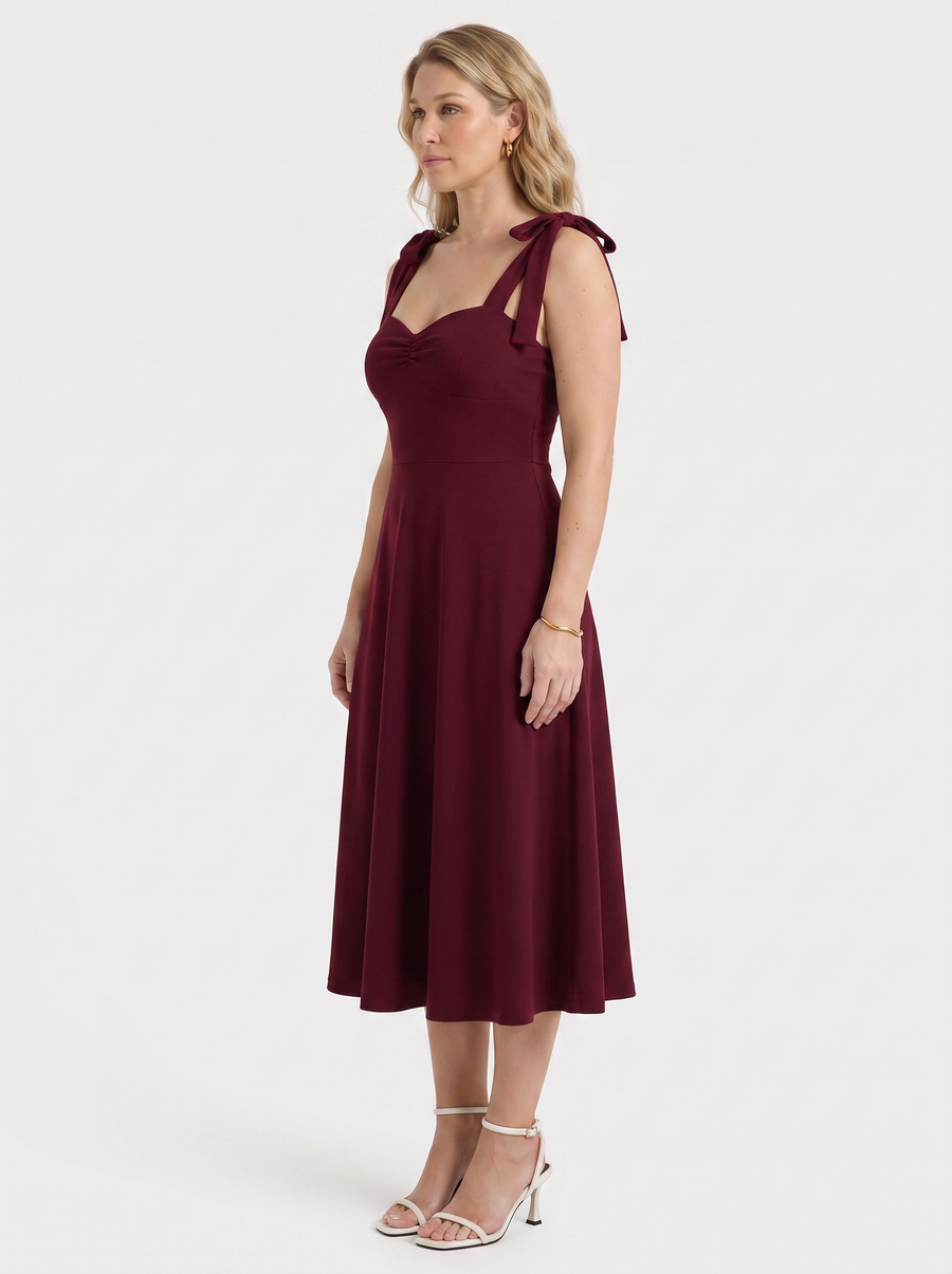 Lanie Sweetheart Neck Tie Strap Midi Dress