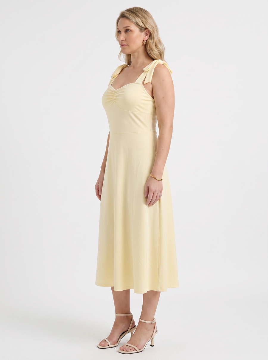 Lanie Sweetheart Neck Tie Strap Midi Dress