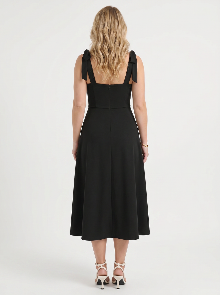 Lanie Sweetheart Neck Tie Strap Midi Dress