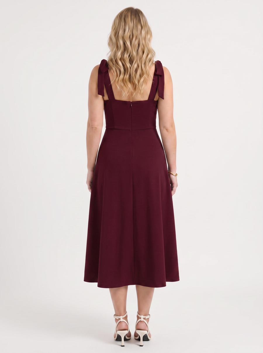 Lanie Sweetheart Neck Tie Strap Midi Dress