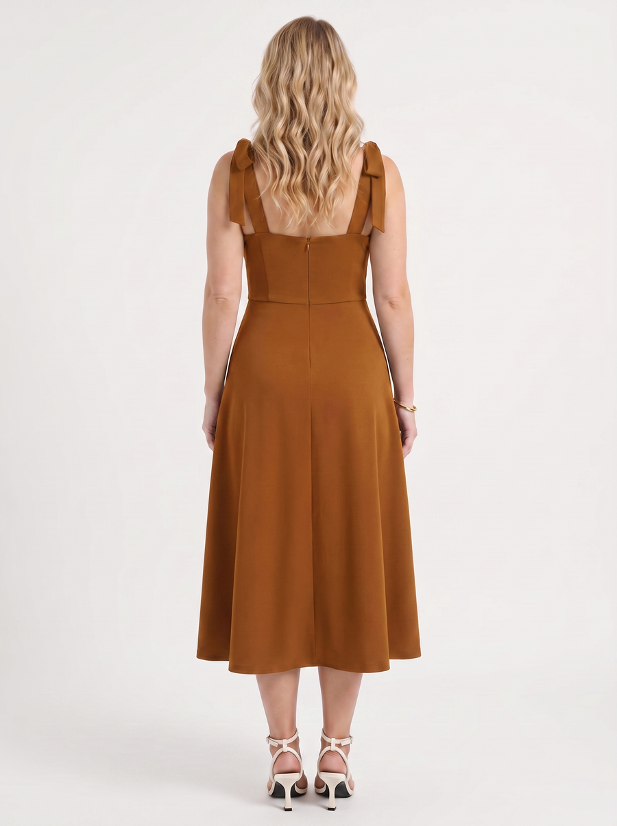 Lanie Sweetheart Neck Tie Strap Midi Dress