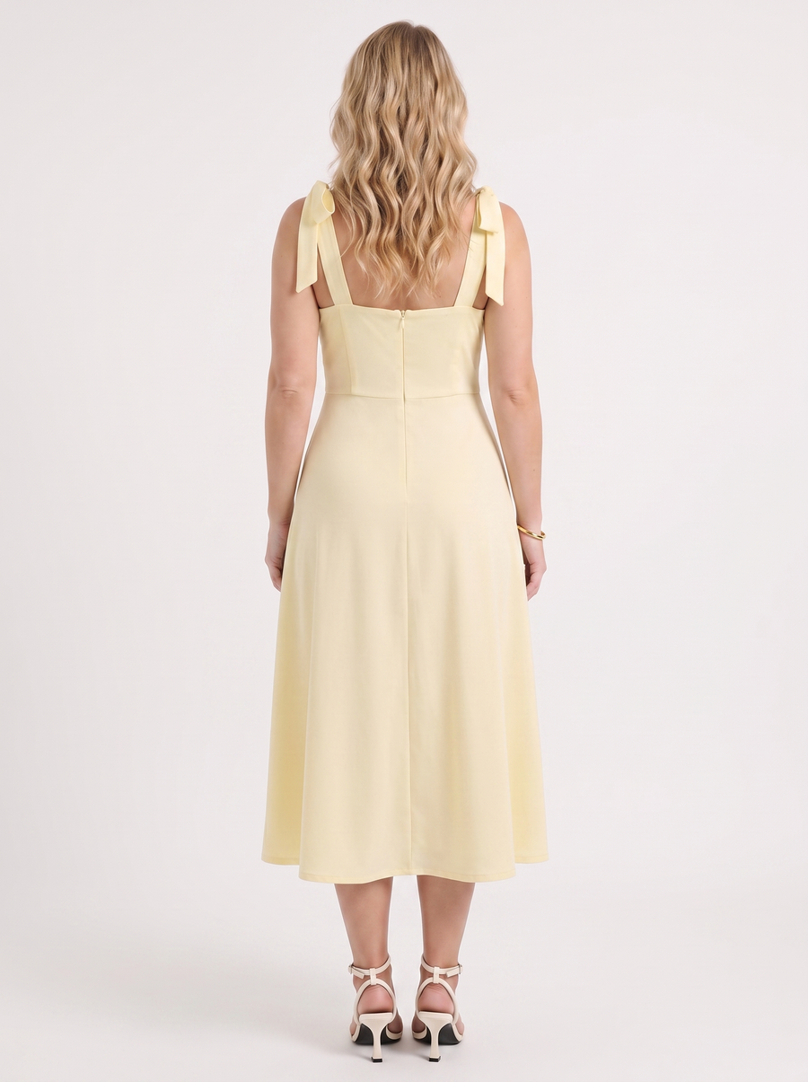 Lanie Sweetheart Neck Tie Strap Midi Dress