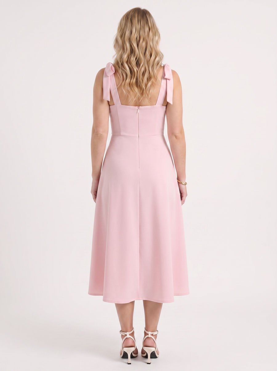 Lanie Sweetheart Neck Tie Strap Midi Dress