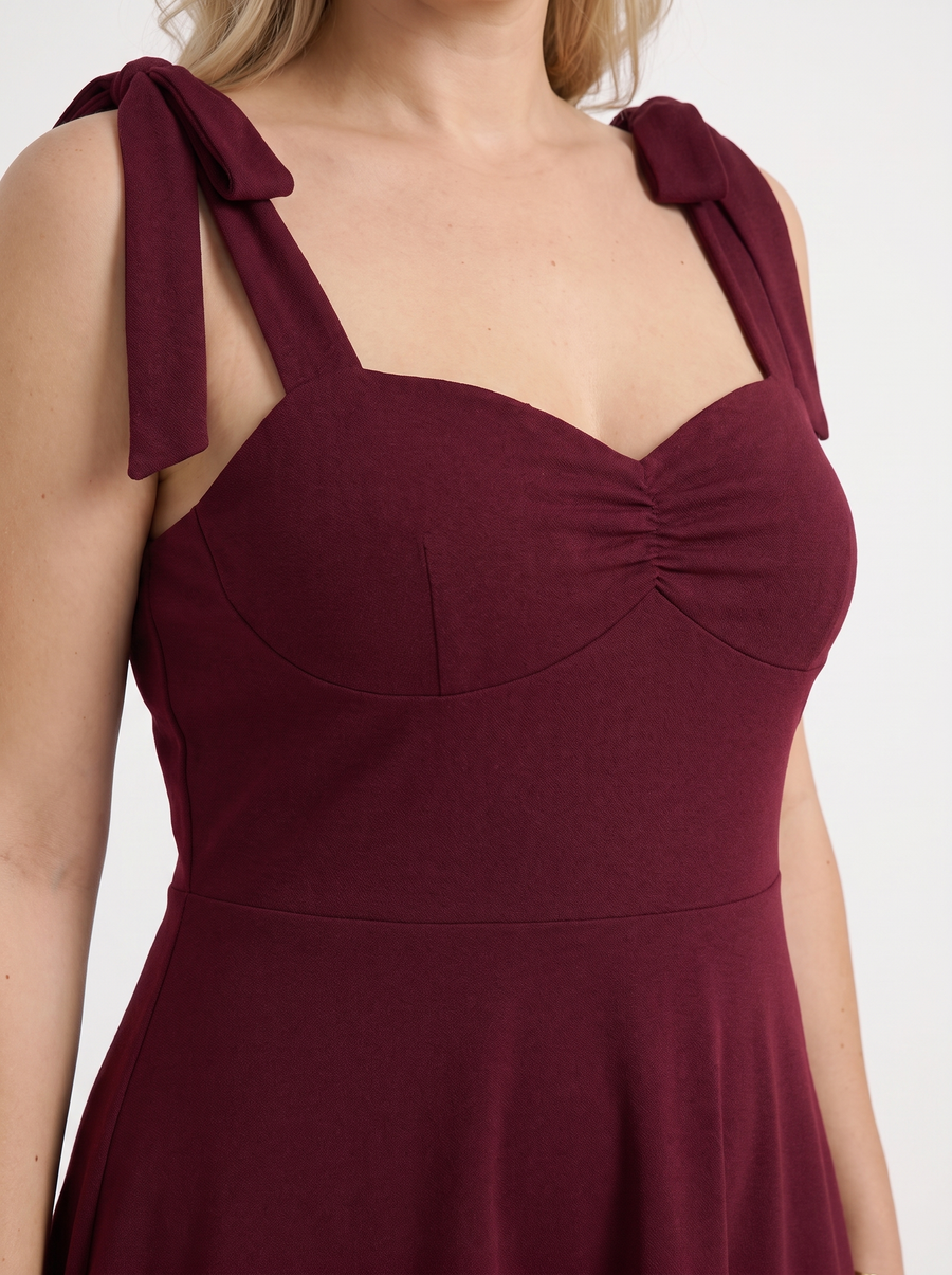 Lanie Sweetheart Neck Tie Strap Midi Dress