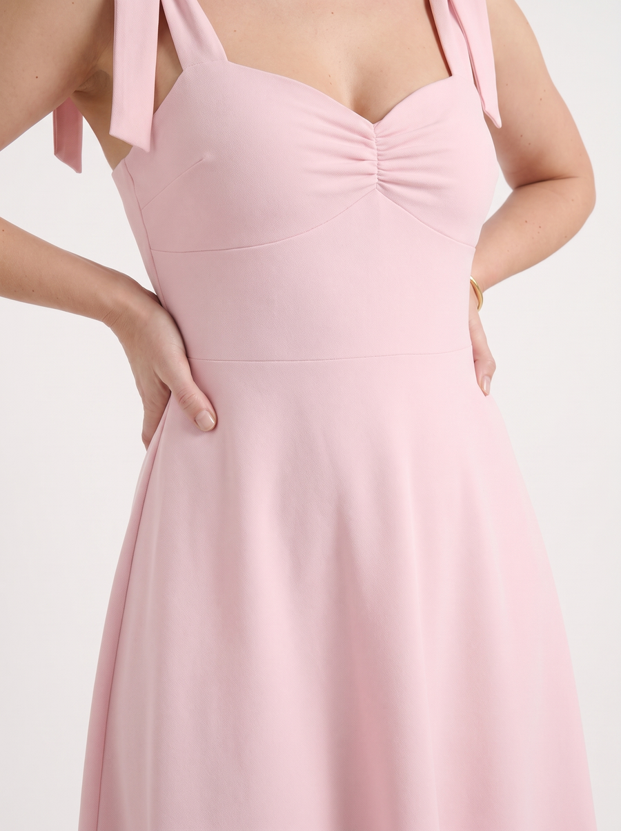Lanie Sweetheart Neck Tie Strap Midi Dress