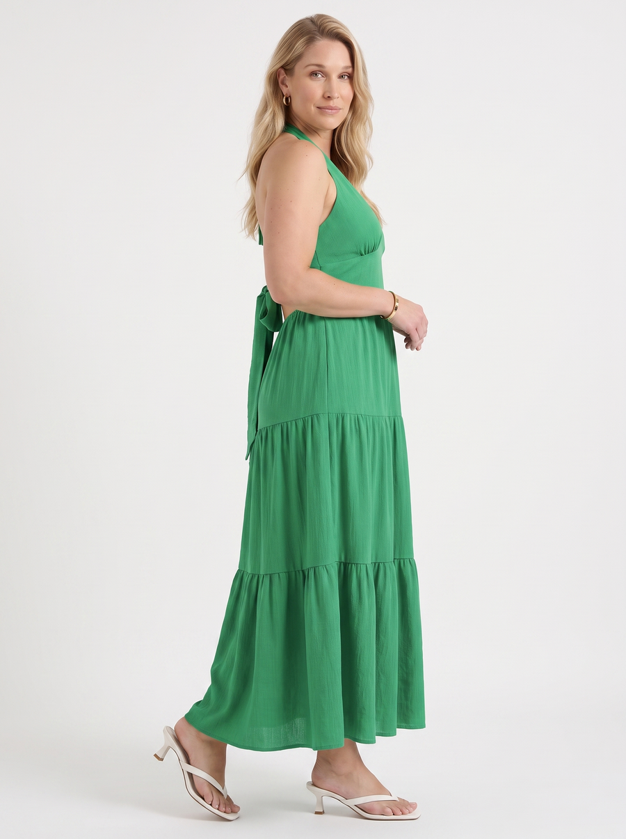 Sloane Halter Neck Tiered Ruffle Maxi Dress